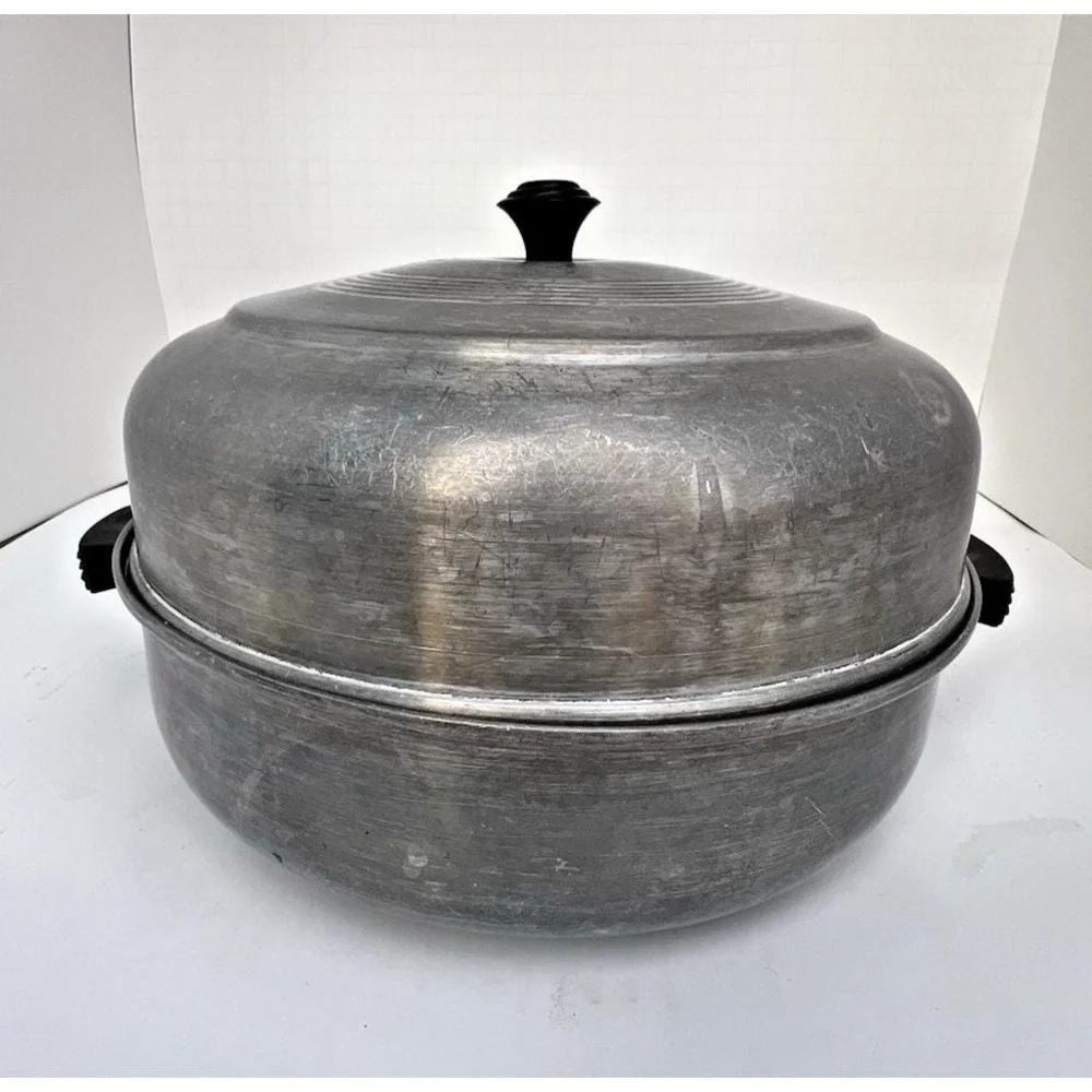 Dutch Oven Stock Pot Aluminum Lid Rack Steamer Insert Large Vintage Kitchen Cook